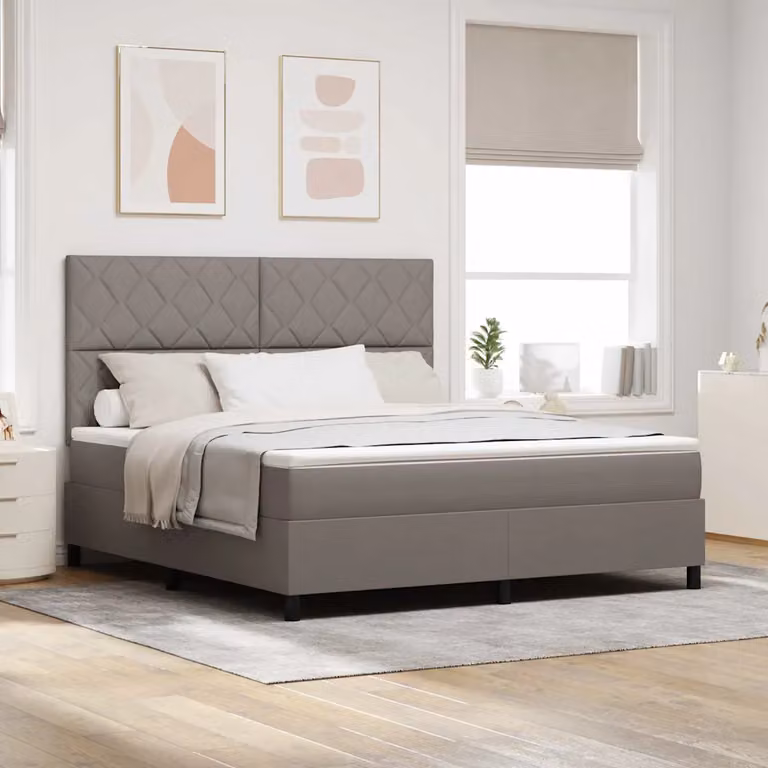 Letto a molle con testiera Talpa vidaXL in tessuto beige o grigio, L/P: 180 x 200 cm