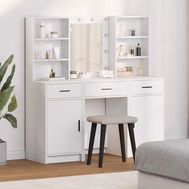 Set da trucco Hollywood con LED vidaXL Bianco