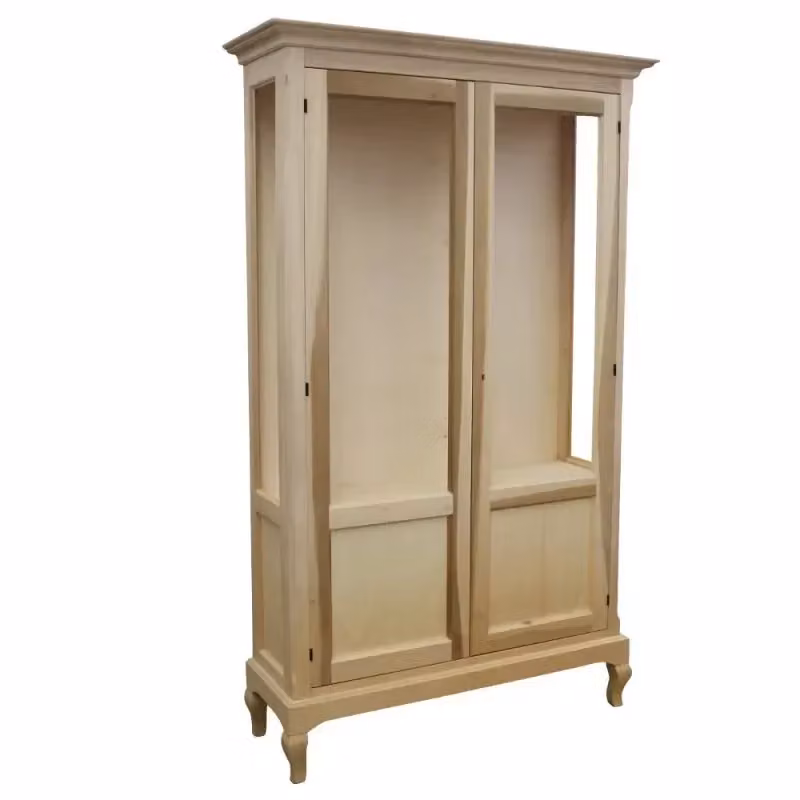 Vetrina con 2 ante in vetro Mobili 2G in legno grezzo L: 126 cm, P: 44 cm, H: 207 cm – 2