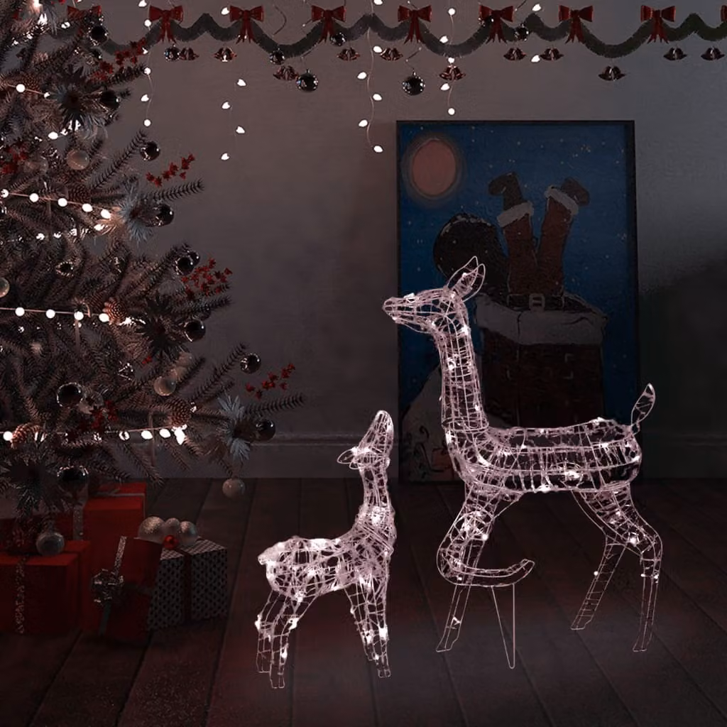 The Living Store LED famiglia di renne decorazione natalizia acrilica 160 LED bianco caldo
