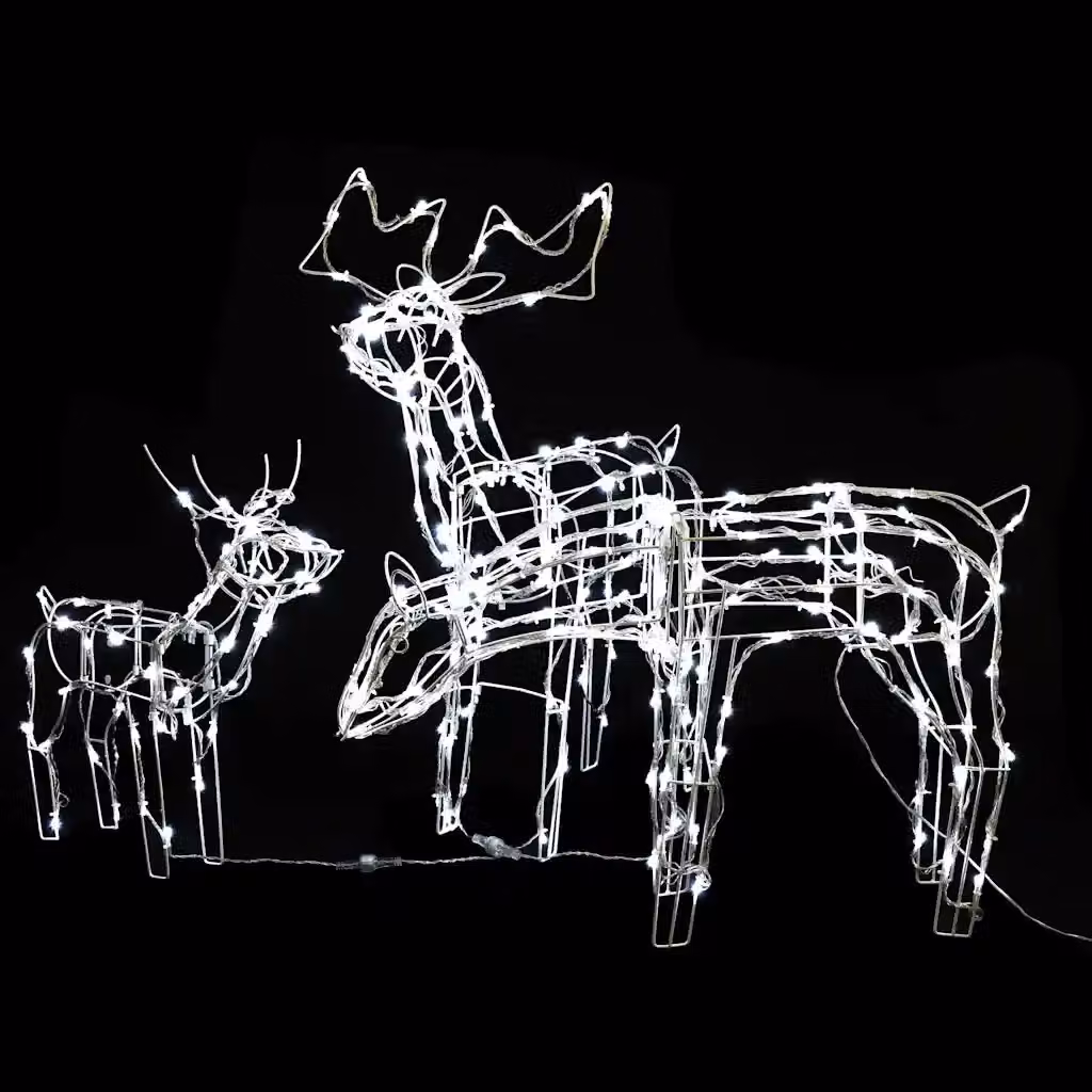 Set di 3 decorazioni natalizie a forma di renna con 229 LED luce bianca calda per giardino e interno – 2