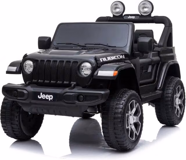 Auto Macchina Elettrica per Bambini JEEP FIAT Wrangler RUBICON 12V 2 Posti con Mp3 - Sedile in Pelle - Nero