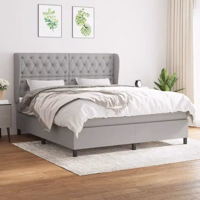 Letto Ibrido con Materasso vidaXL Grigio Chiaro e Bianco L/P/H: 160 x 200 x 25 cm