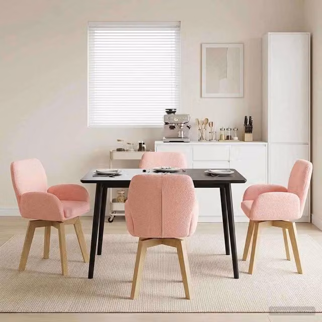 Sedie da pranzo girevoli 4 pz Bouclé Rosa 54 x 58 x 87 cm 3428285