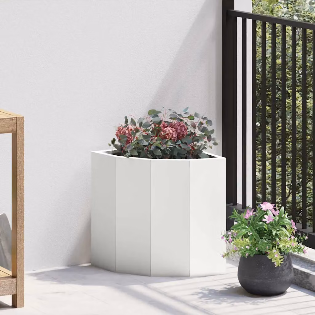 Vaso d'angolo vidaXL in acciaio bianco L/P/H: 30 x 30 x 35 cm
