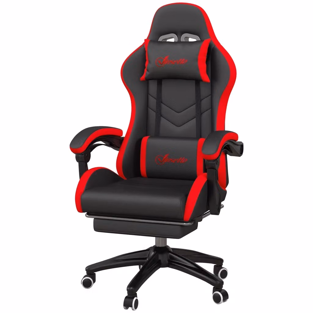 Sedia Gaming Reclinabile Minimal in Sintetico Nero e Rosso L/P/H: 65 x 65 x 121-129 cm – 2