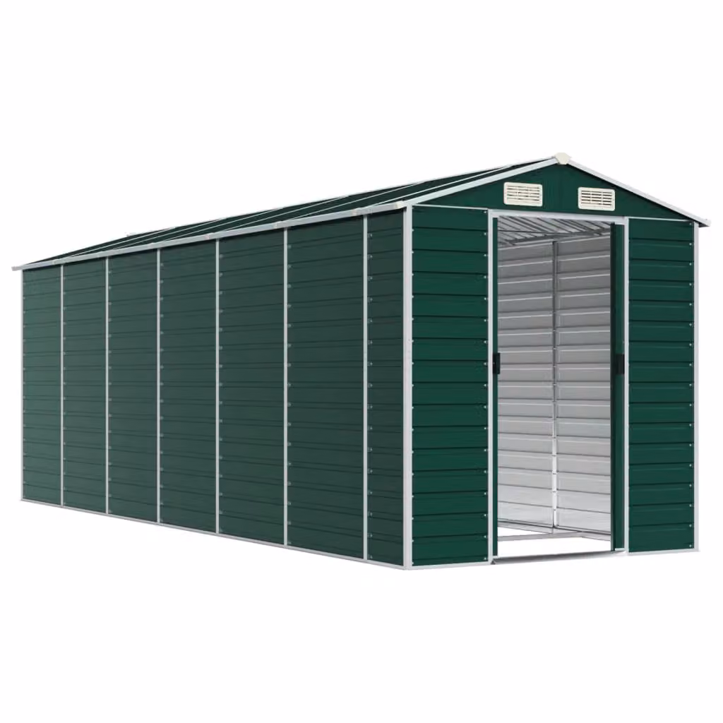 Casetta da giardino e ripostiglio esterno in acciaio zincato verde L: 555 cm, P: 191 cm, H: 198 cm – 2