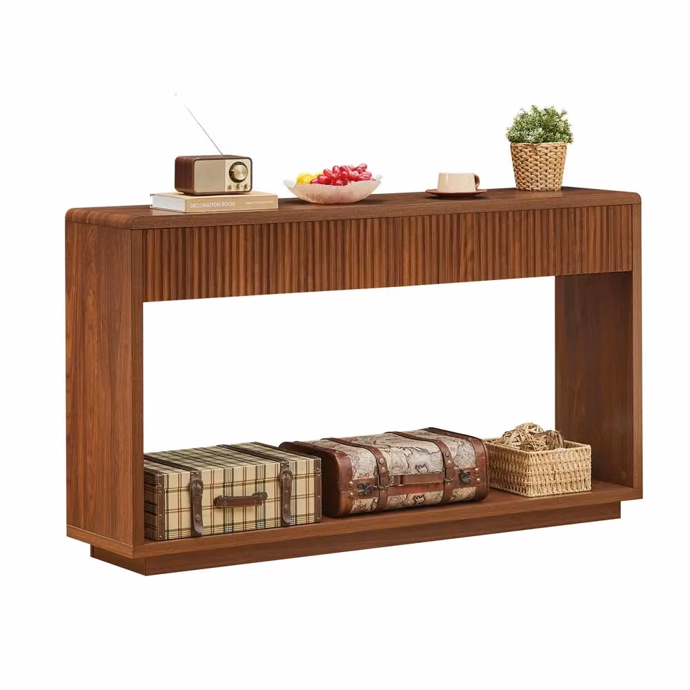 Consolle per ingresso Minimal Rovere con cassetti e ripiano, colore marrone – 2
