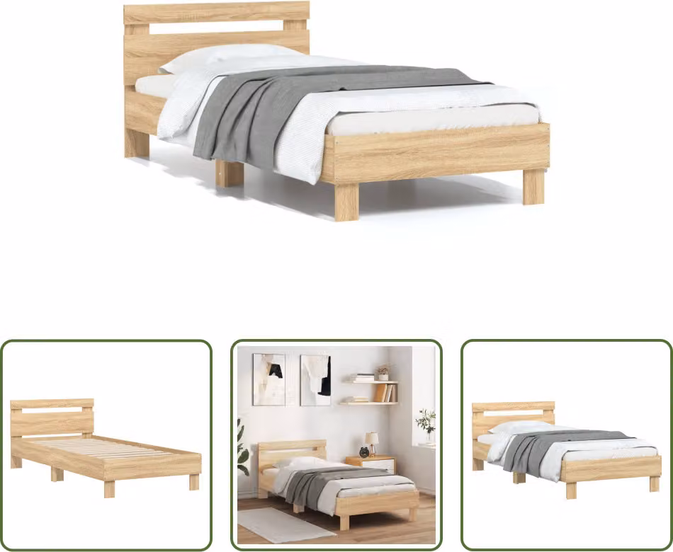 The Living Store Giroletto con testiera in rovere Sonoma 75x190 cm Materiale a base di legno
