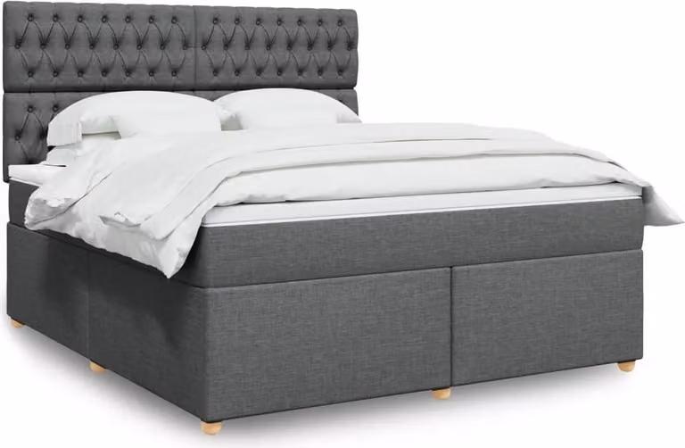 Maison Exclusive - Giroletto a Molle con Materasso Grigio Scuro 180x200 cm Tessuto