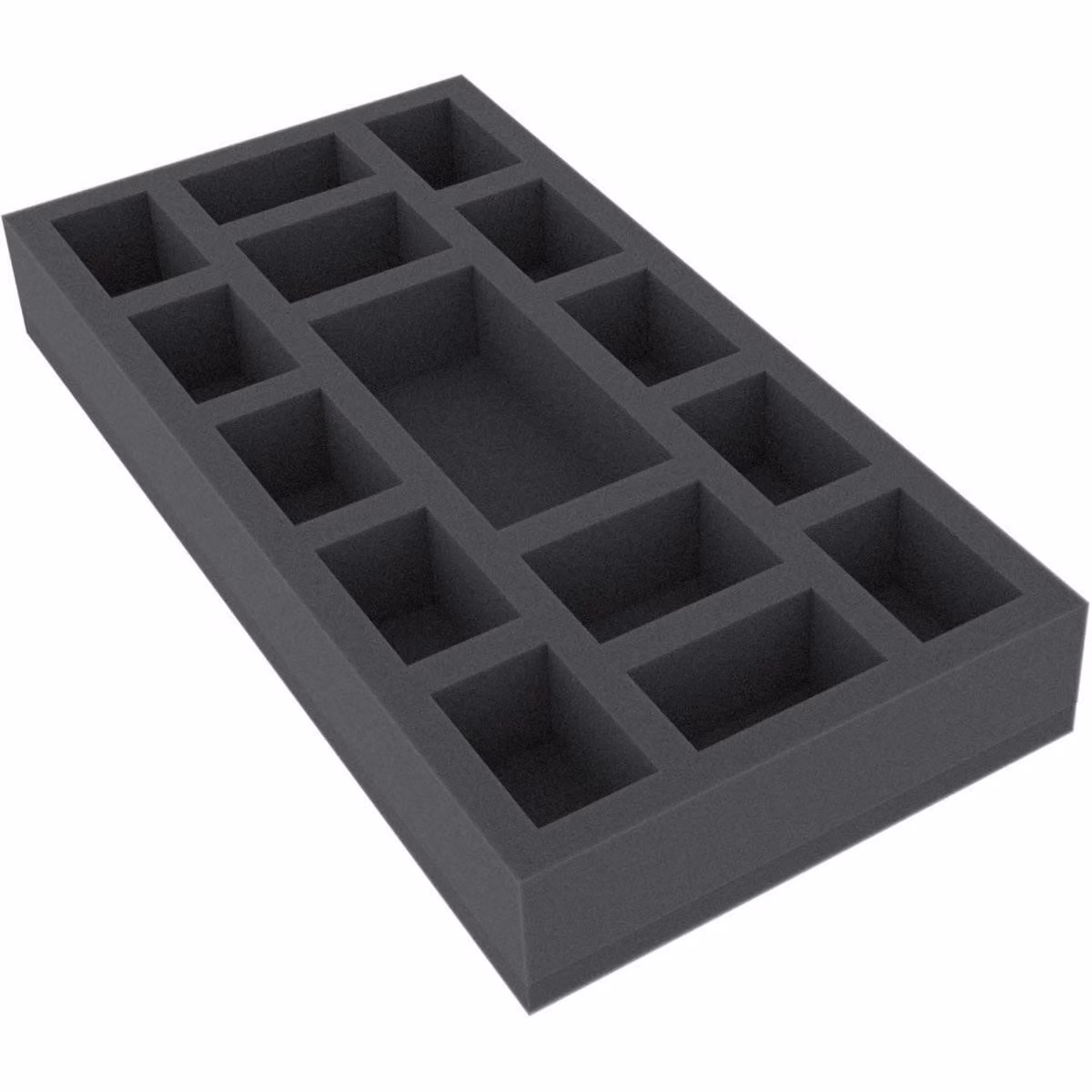 Inserto in schiuma 285 x 142,5 x 40 mm con 15 scomparti per miniature