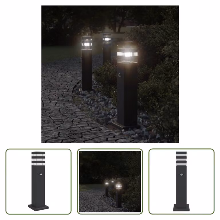 The Living Store: lampada da percorso con sensore di movimento, nera, 50 cm, alluminio