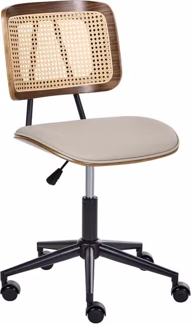 Sedia da ufficio BELIANI in pelle sintetica beige, girevole a 360 gradi con altezza regolabile e ruote per home office