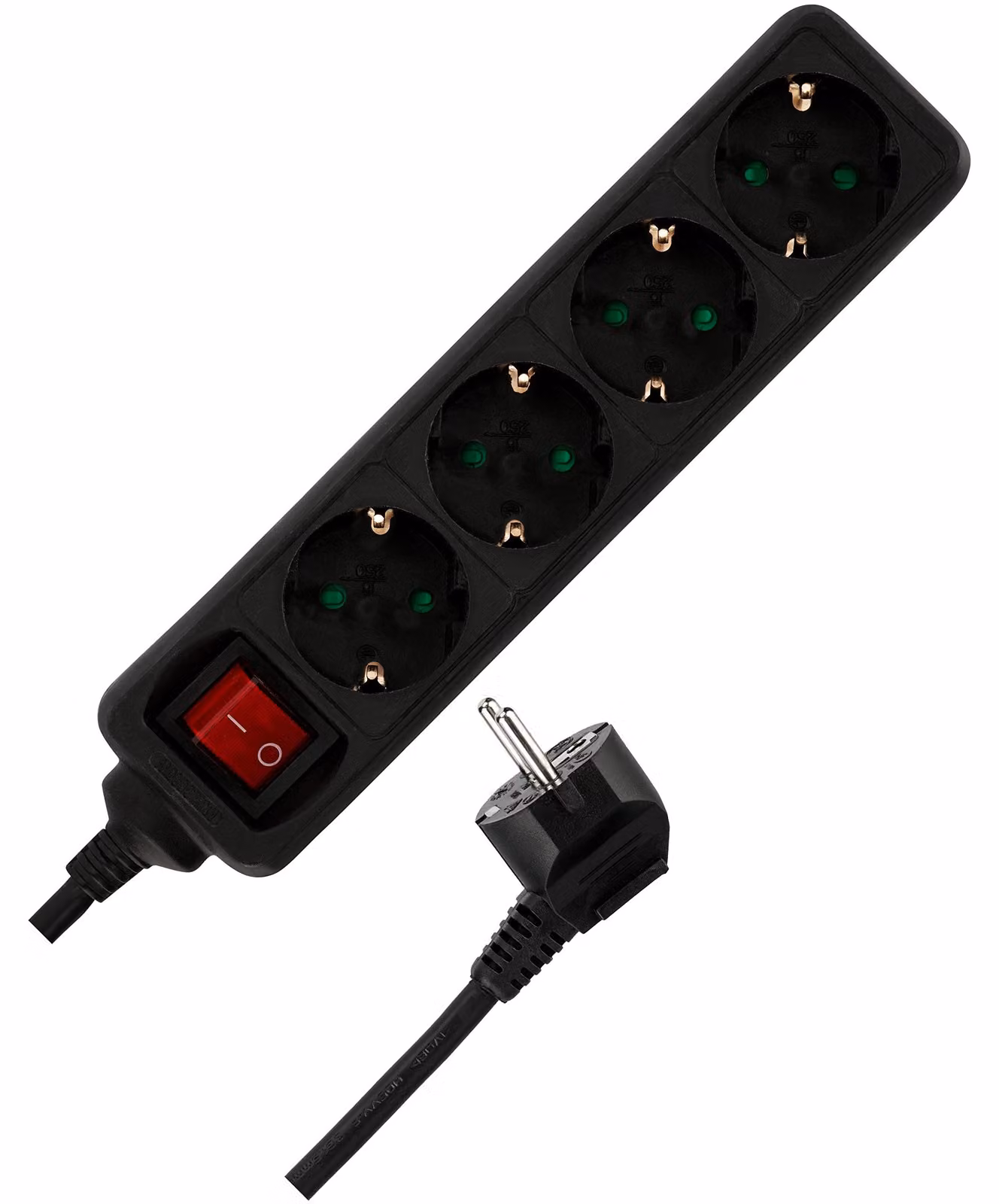 REV 512278555, 1,4 metri, Interno, 1,5 mm², Nero, 4 prese di corrente, 250 V