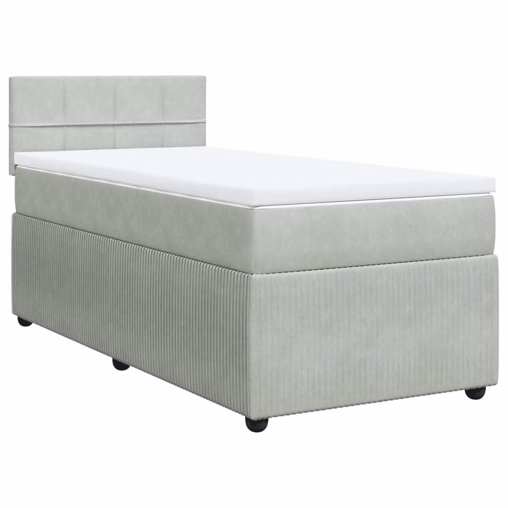 Giroletto a Molle con Materasso Grigio Chiaro 90x190 cm Velluto