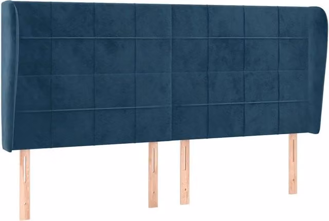 Testata del letto ad orecchio in velluto blu scuro L: 203 cm, P: 23 cm, H: 118/128 cm – 1