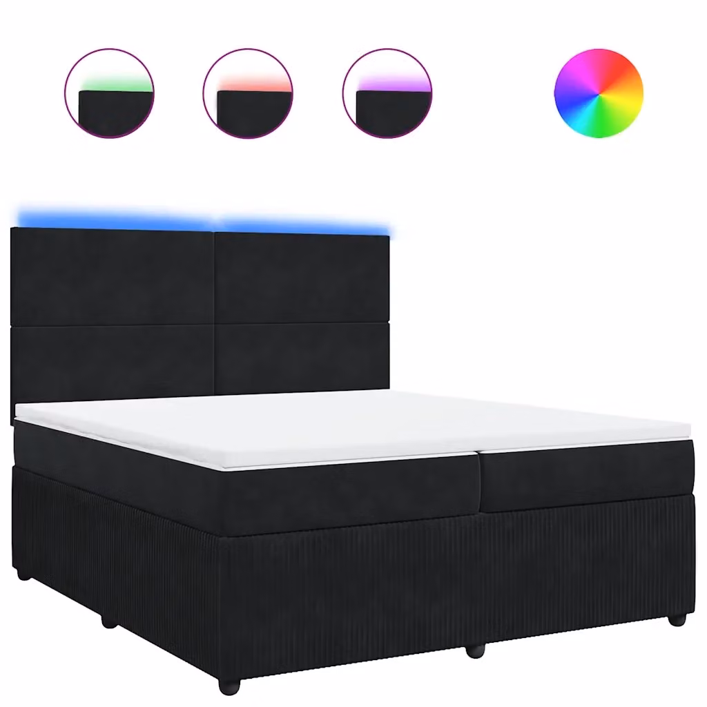 Letto Ibrido Moderno vidaXL con Materasso in Velluto Nero e Bianco L/P: 200 x 200 cm – 2