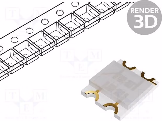 5 LED, angolo di emissione 140°, dimensioni 3,2x2,7x0,7 mm, verde/blu/giallo, SMD 1206, 20mA, RF-W2S155TS-A37, diodi LED