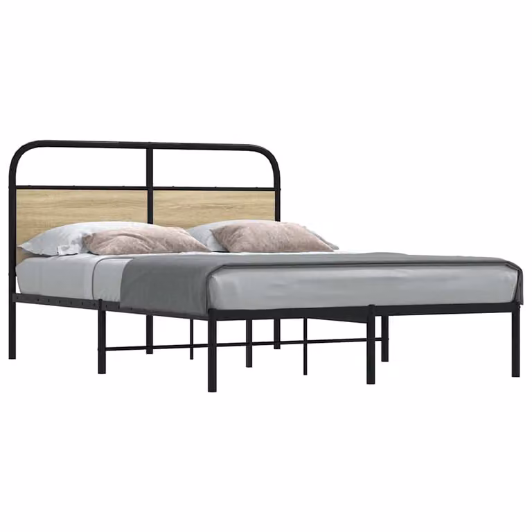vidaXL Giroletto senza Materasso in Rovere Sonoma e Truciolato, Colore Marrone, L/P/H: 120 x 200 x 125 cm