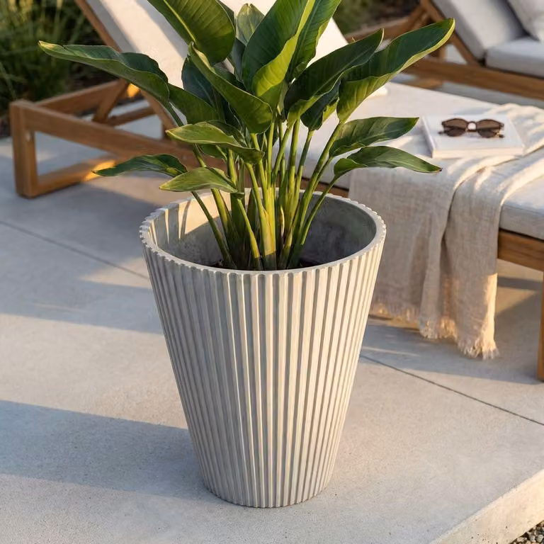 Milani Home - vaso alto per piante da interno esterno in fibra sintetica, antracite, 80 cm, per terrazzo e giardino