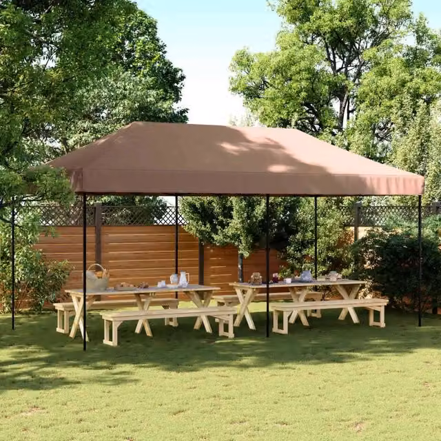 Tenda Party-Tenda da festa Marrone 292 x 580 x 315 cm Tessuto Oxford 789601