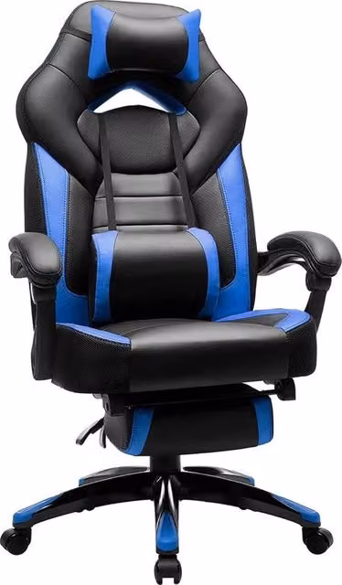 Sedile per Giocatori - Design Ergonomico - Incluso Supporto Pedali e Cuscini - Stile da Corsa