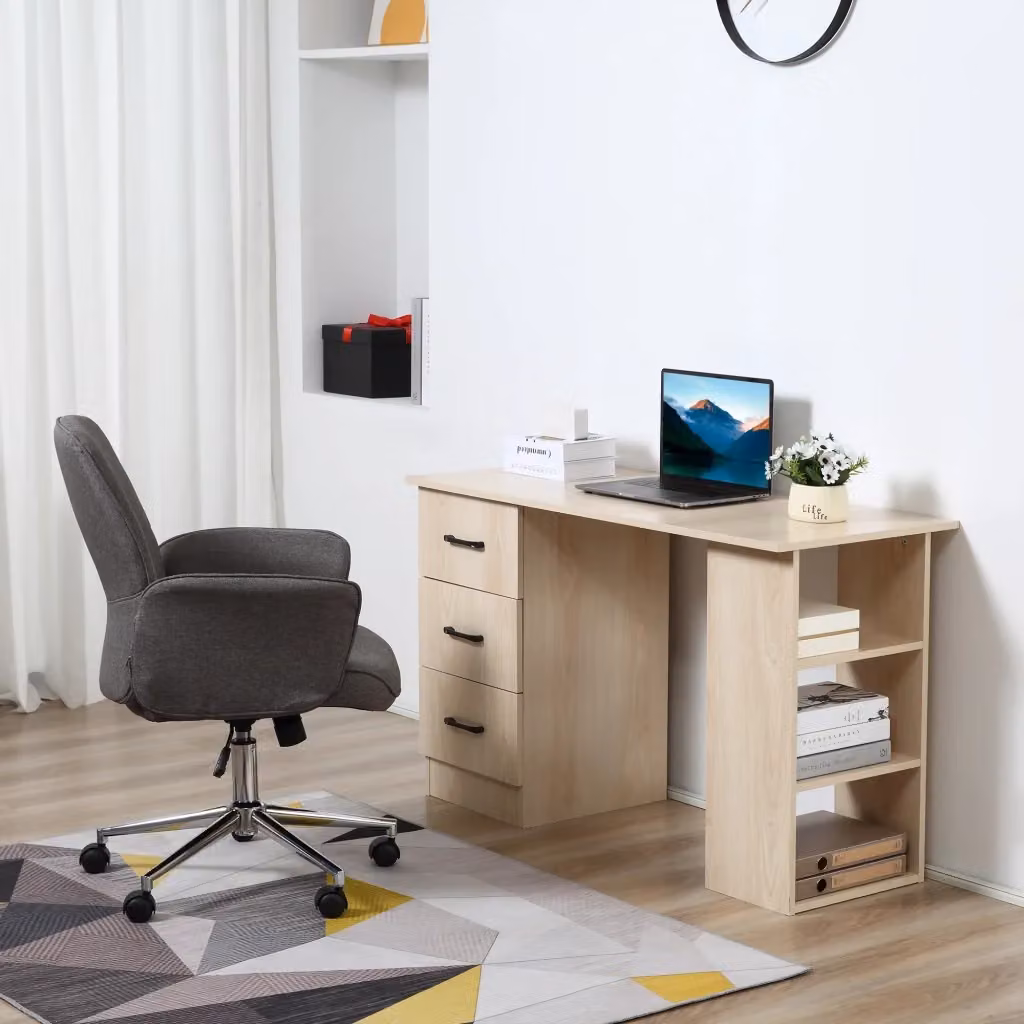 Scrivania PC Moderna Easycomfort in Legno Marrone e Beige con 3 Cassetti e 3 Scaffali, L/P/H: 120 x 49 x 72 cm – 2