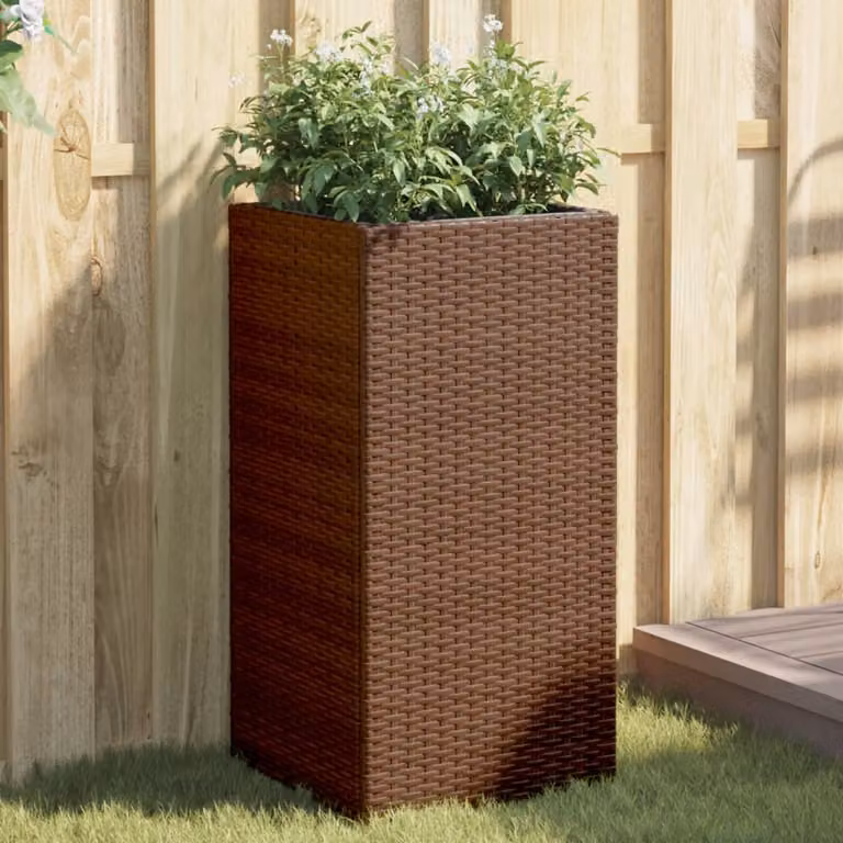 vidaXL Fioriera da Giardino Marrone 40x40x80 cm in Polyrattan