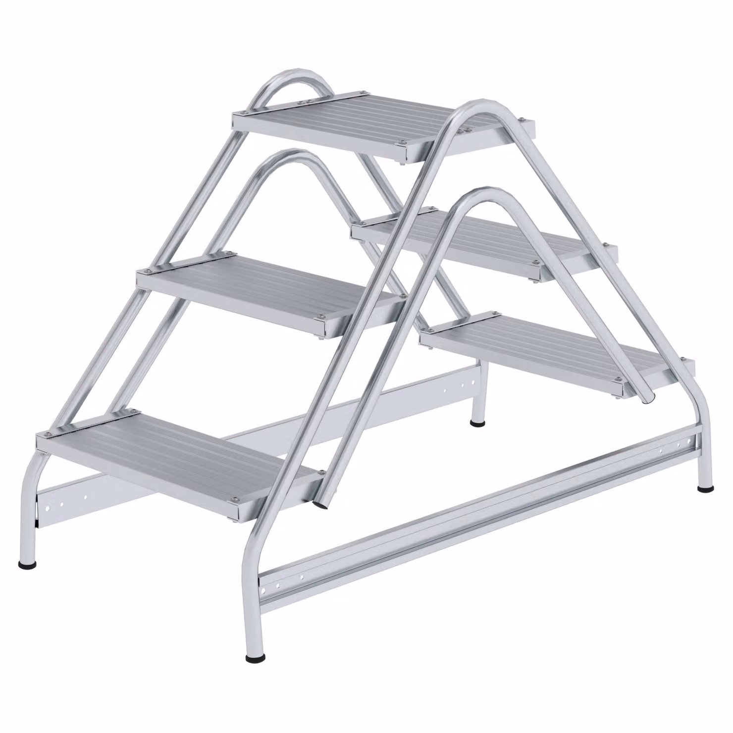 Piattaforma di lavoro in alluminio accessibile da entrambi i lati, 2 x 3 gradini 50060