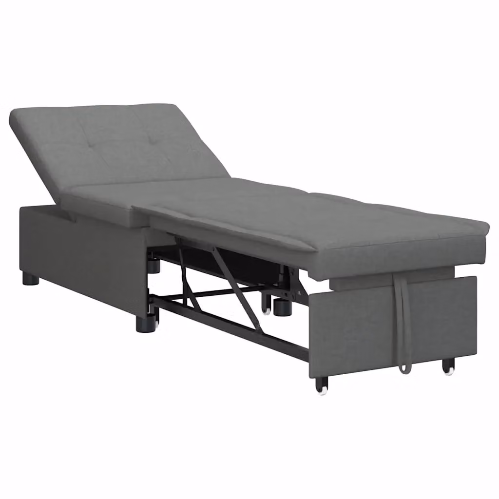 Divano Letto Estraibile vidaXL Grigio con Struttura Imbottita L: 194 cm, P: 50 cm, H: 82 cm – 2