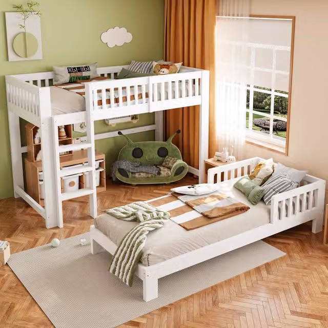 letto modulare in legno bianco 104 x 215 cm