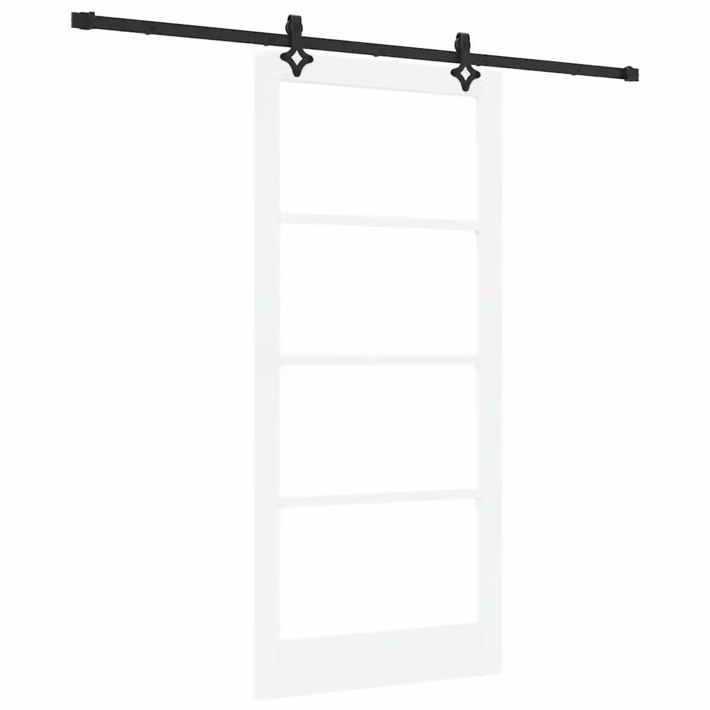 Porta scorrevole moderna vidaXL in legno, vetro e acciaio, colore bianco, H: 202 cm, L: 93 cm – 2