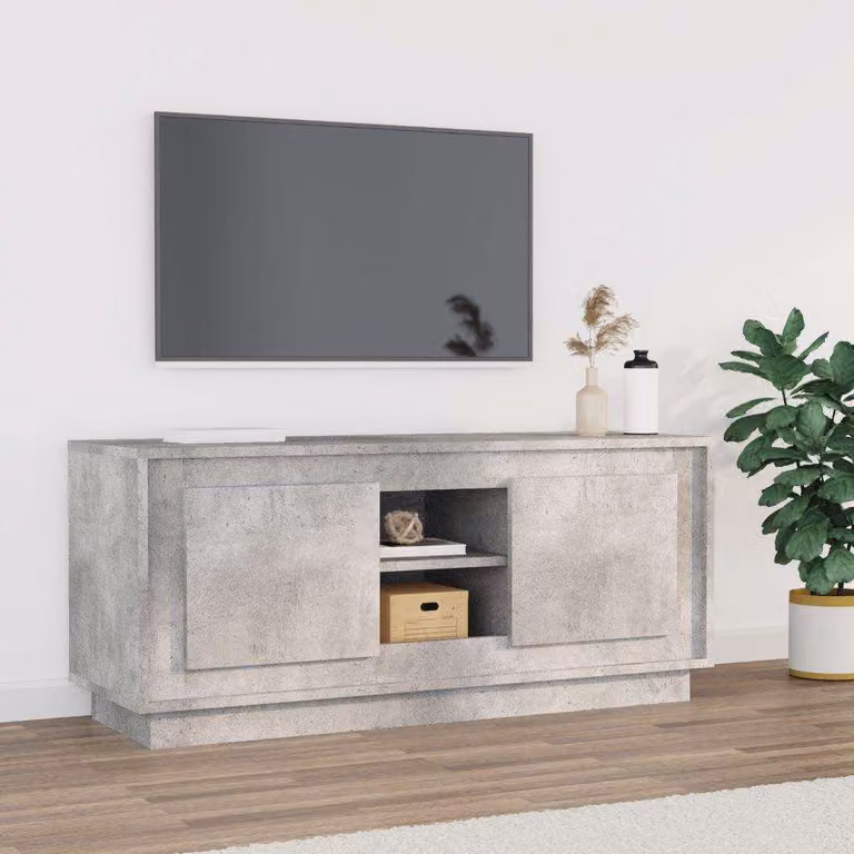 vidaXL Mobile Porta TV Moderno Grigio in Legno e MDF L: 102 cm, P: 35 cm, H: 45 cm