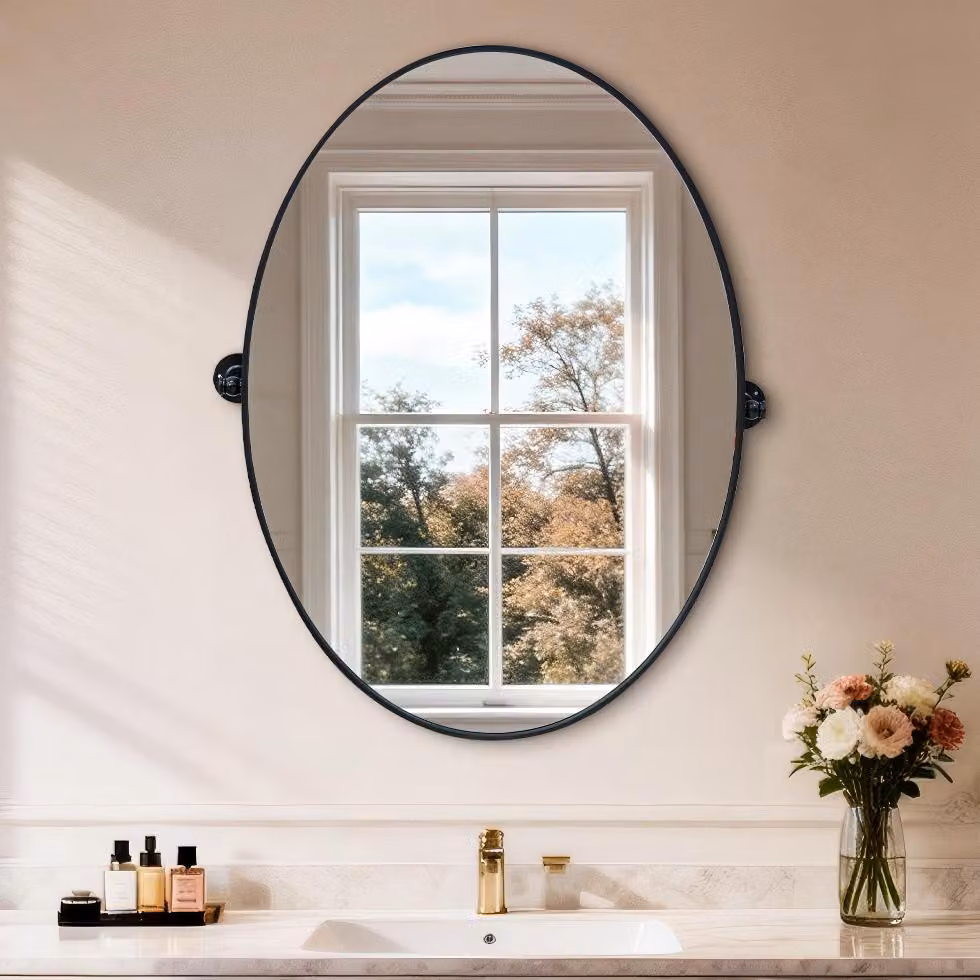 WISFOR Specchio decorativo 50x70 cm, inclinabile ±9°, specchio orientabile per seduti, in piedi o da parete, ideale per case di cura, cliniche e bagni