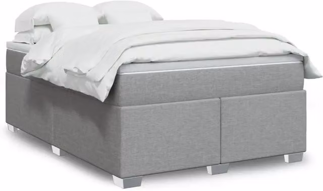 Letto Ibrido vidaXL con Giroletto a Molle e Materasso in Tessuto Grigio Chiaro e Bianco L/P/H: 140 x 200 cm