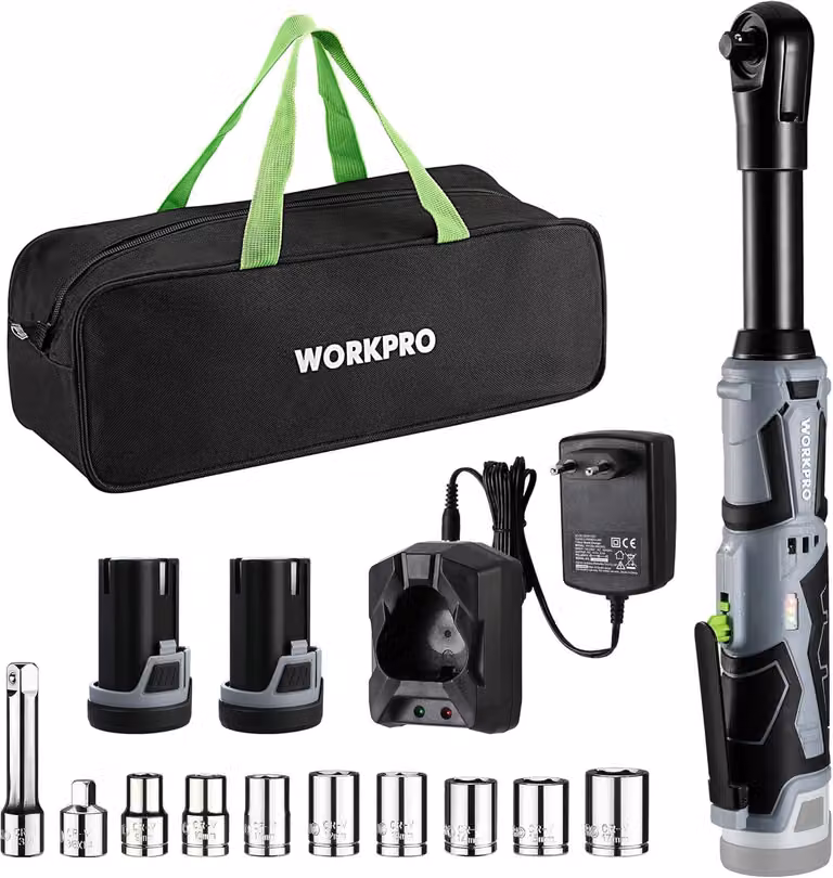 Set di chiavi a cricchetto elettriche da 12V con collo allungato da 3/8 di pollice e coppia di 55 Nm