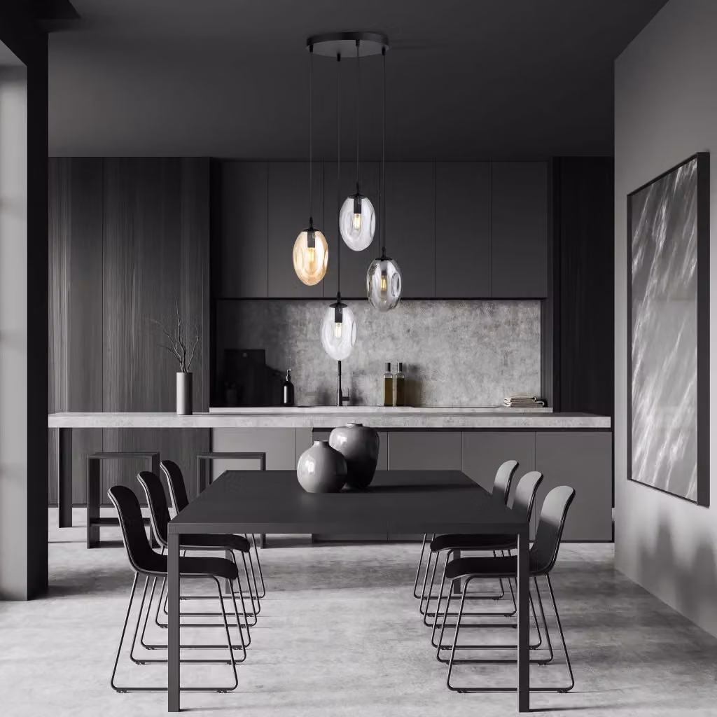 Lampadario a sospensione Emibig Astral con 4 luci E14 in vetro multicolore e metallo nero, dimmabile – 2