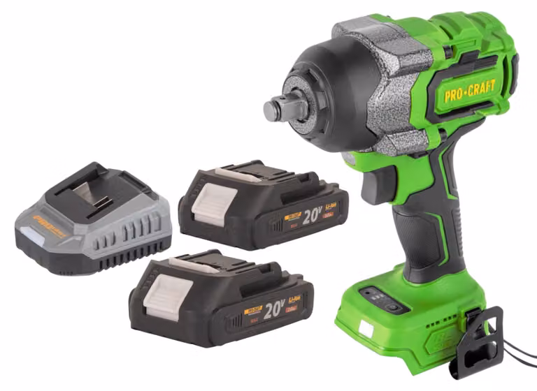 Avvitatore a impatto a batteria Procraft PWA36bb 20 V 850 Nm 1/2" Brushless + 2x batteria 2,0 Ah + caricabatteria