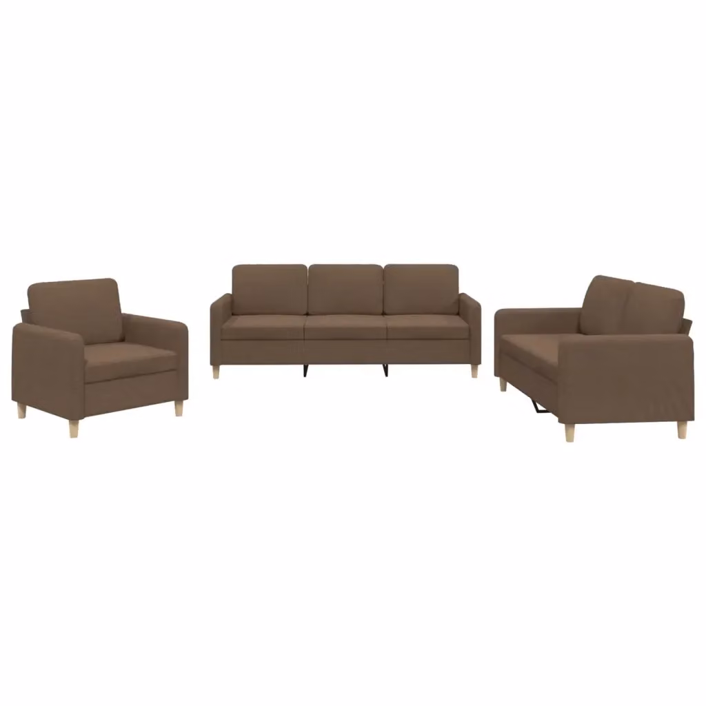 Set di divani vidaXL in tessuto marrone con cuscini per soggiorno in stile moderno – 2