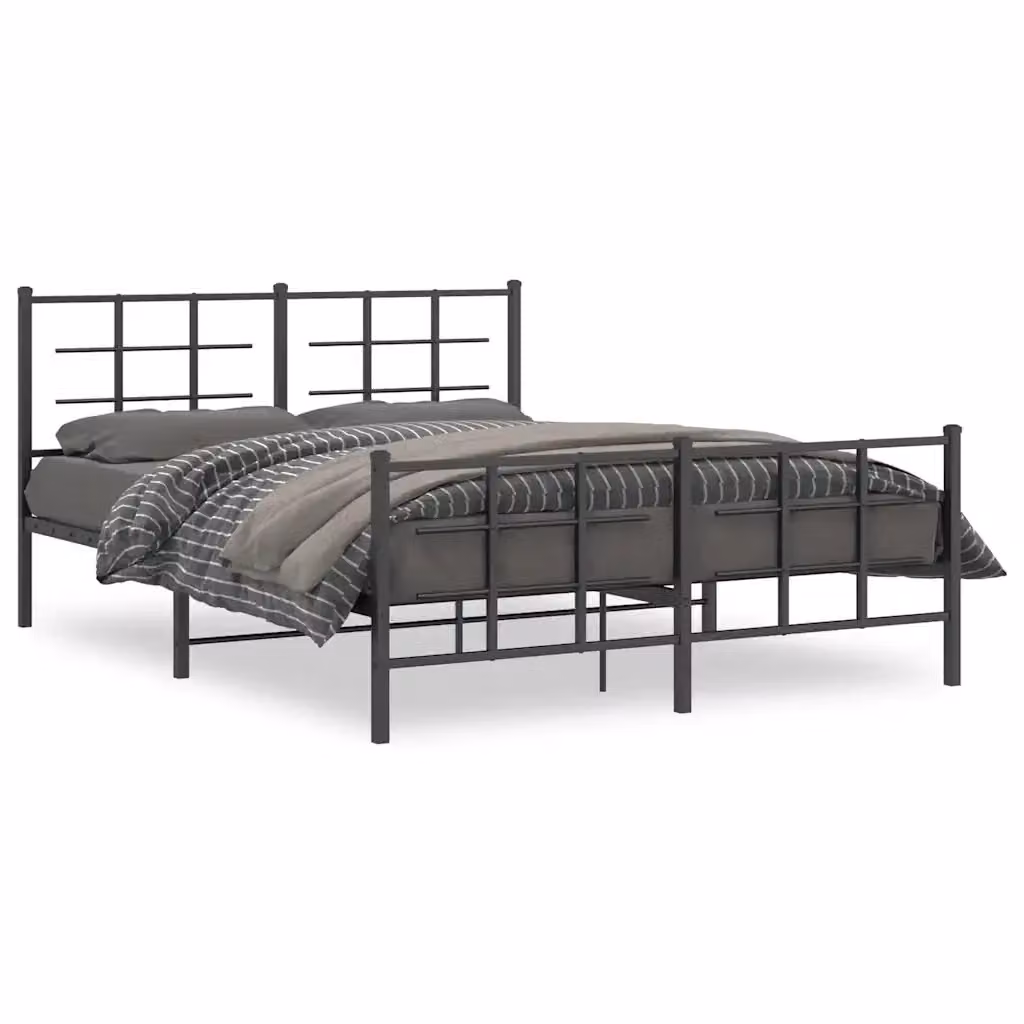 Giroletto con testiera e pediera in metallo nero vidaXL L/P: 150 x 200 cm – 2
