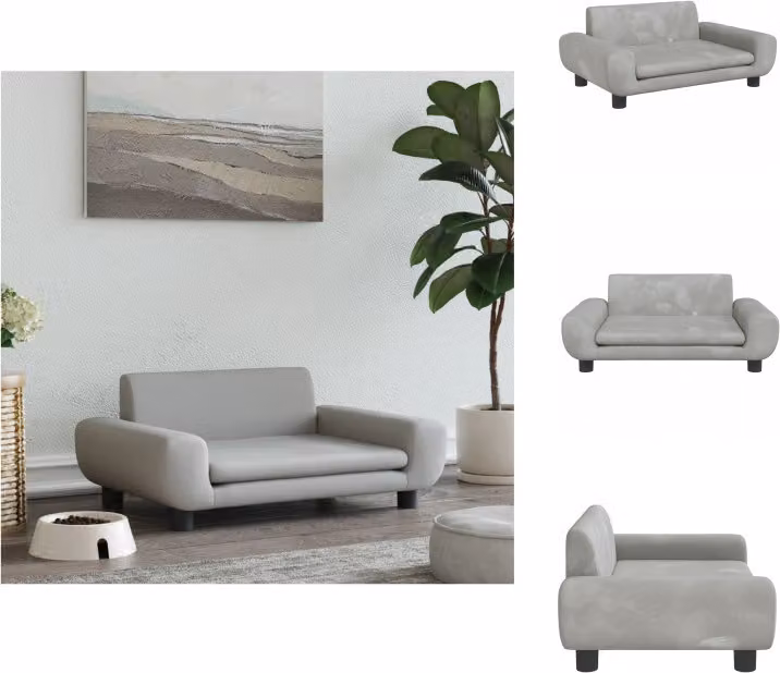 vidaXL Letto per cani grigio chiaro 70x45x33 cm in velluto - Letti per cani