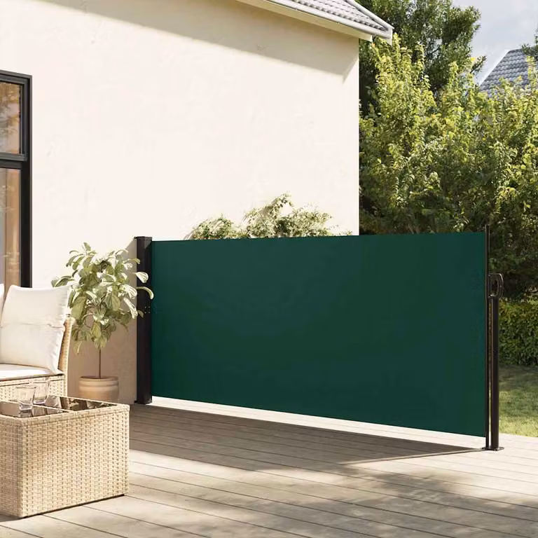 vidaXL Tenda da Sole Laterale Retrattile in Poliestere Verde Scuro L: 140 cm, P: 600 cm
