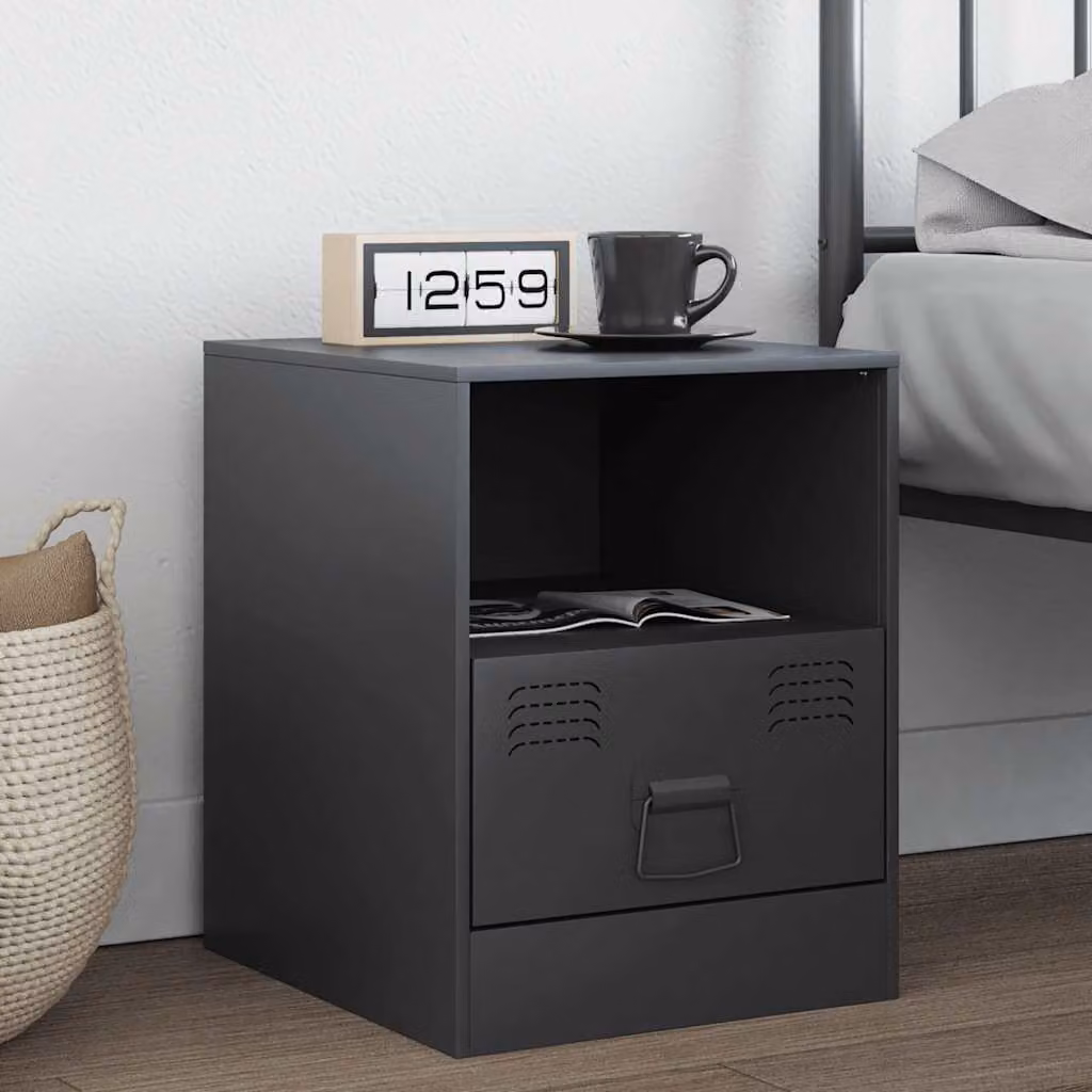 Comodino moderno vidaXL in metallo color antracite opaco L/P/H: 34,5 x 39 x 44 cm