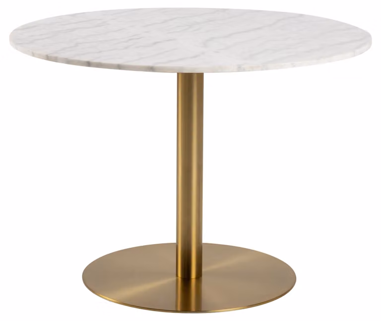 Tavolo da pranzo rotondo Carlos ø105cm - marmo bianco/ottone