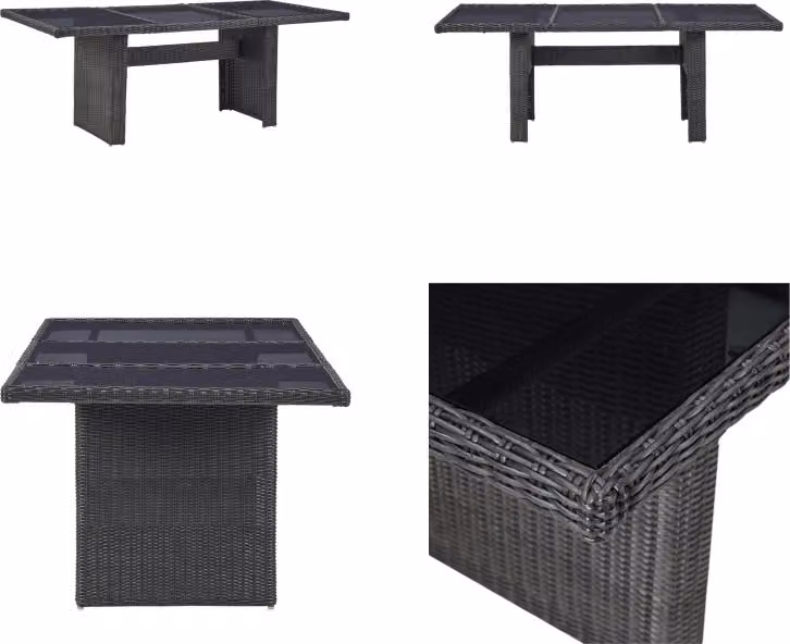 vidaXL Tavolo da pranzo da giardino nero 200x100x74 cm in vetro e Poly Rattan - Tavolo da giardino - Tavoli da giardino - Tavolo da esterno - Tavoli da esterno