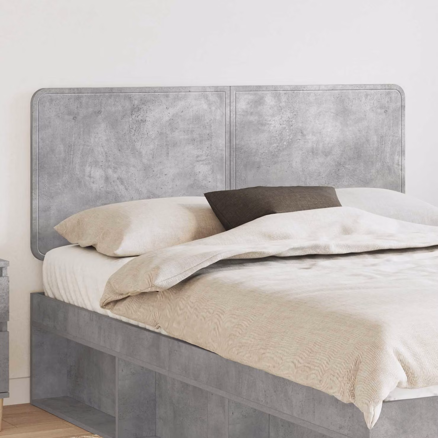 Testiera per letto moderna vidaXL in legno ingegnerizzato grigio cemento effetto opaco