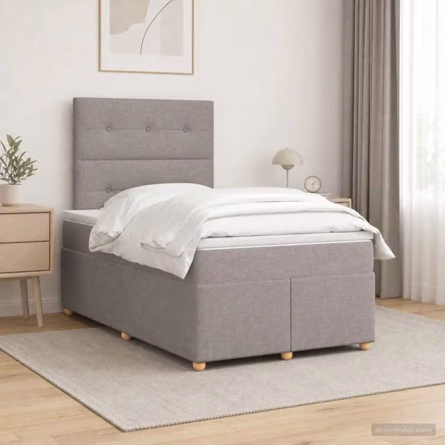 Letto box spring ibrido vidaXL con materasso a molle insacchettate e base contenitore, colore beige o grigio, L/P: 120 x 200 cm