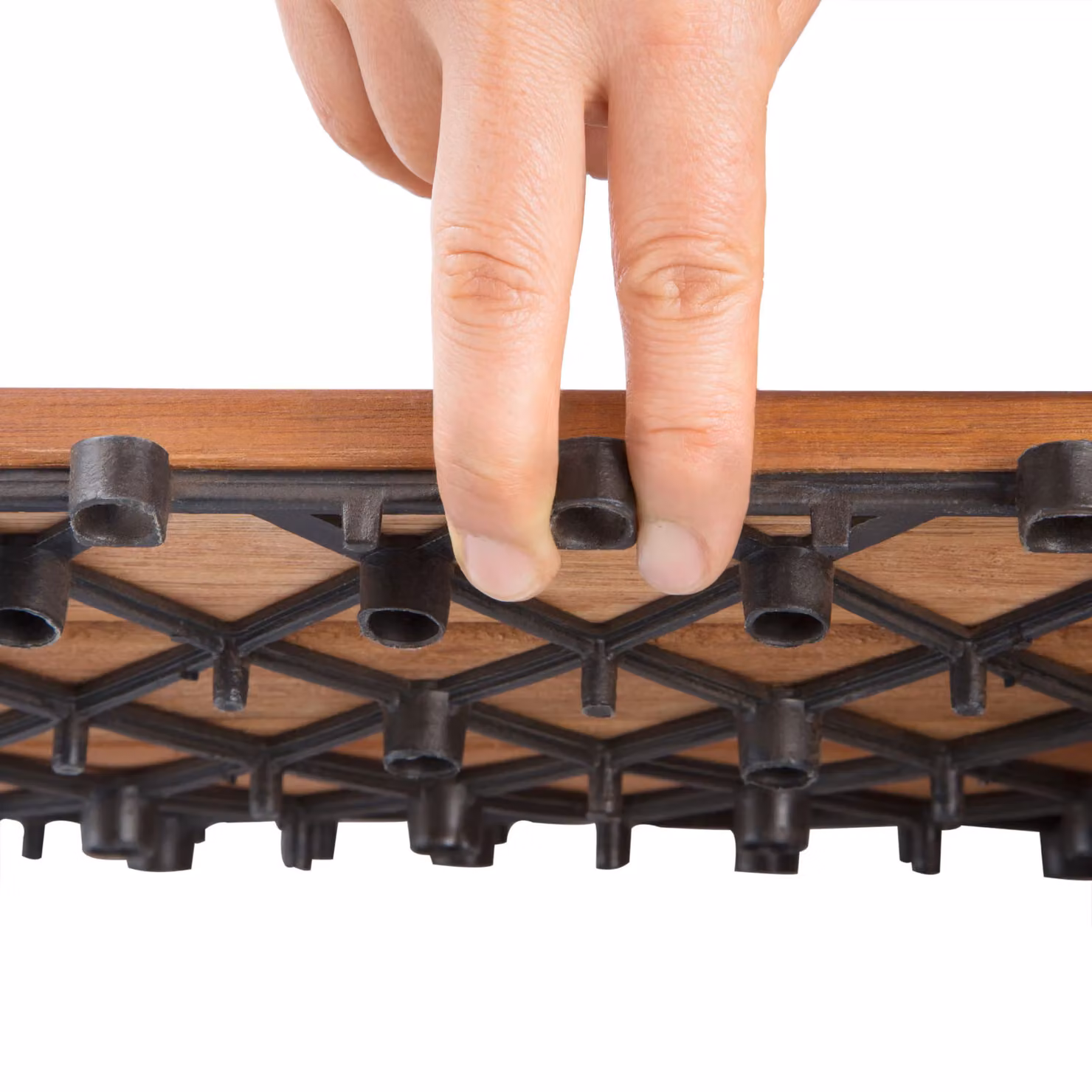 Set di 33 piastrelle da giardino Deuba in legno di eucalipto marrone con sistema click con incastro – 3