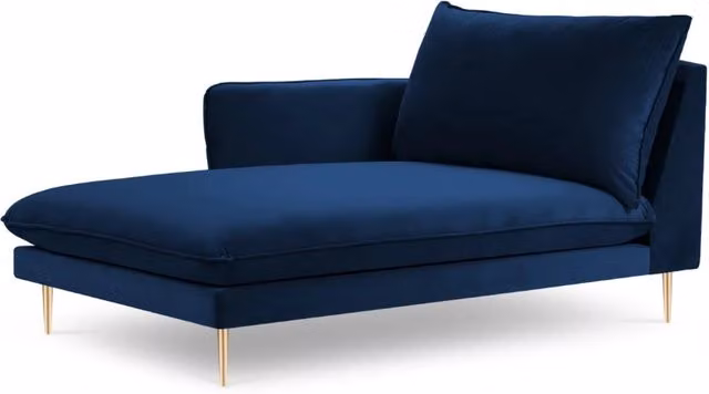 Chaise longue sinistra Vienna di Cosmopolitan Design in velluto blu reale L/P/H: 130 x 95 x 95 cm