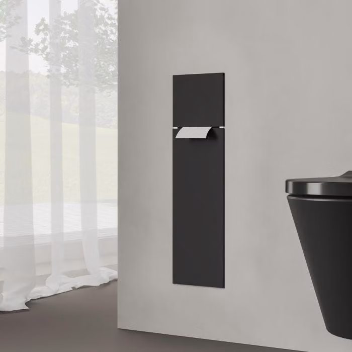 Modulo WC a incasso Kronenbach, design a cubo, 60 cm - frontale in vetro, apertura a sinistra